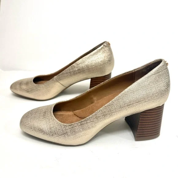 Giani Bernini Gold Memory Foam Block Heel Pumps size 6.5 - Picture 5 of 7